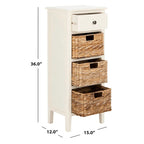 Table d'appoint vieillie avec 3 tiroirs en osier – 5 coloris – 1 personne