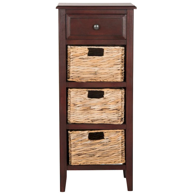 Table d'appoint vieillie avec 3 tiroirs en osier – 5 coloris – 1 personne