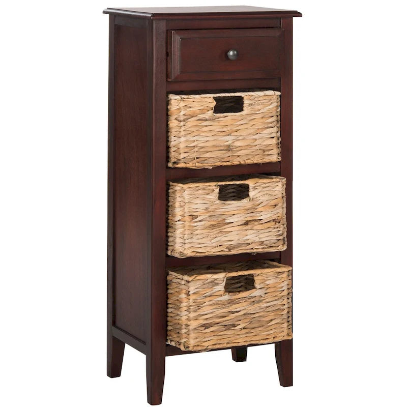 Table d'appoint vieillie avec 3 tiroirs en osier – 5 coloris – 1 personne