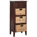 Table d'appoint vieillie avec 3 tiroirs en osier – 5 coloris – 1 personne