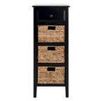 Table d'appoint vieillie avec 3 tiroirs en osier – 5 coloris – 1 personne