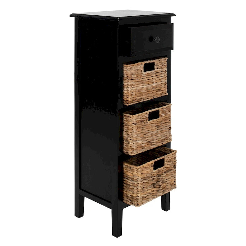 Table d'appoint vieillie avec 3 tiroirs en osier – 5 coloris – 1 personne