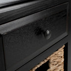 Table d'appoint vieillie avec 3 tiroirs en osier – 5 coloris – 1 personne