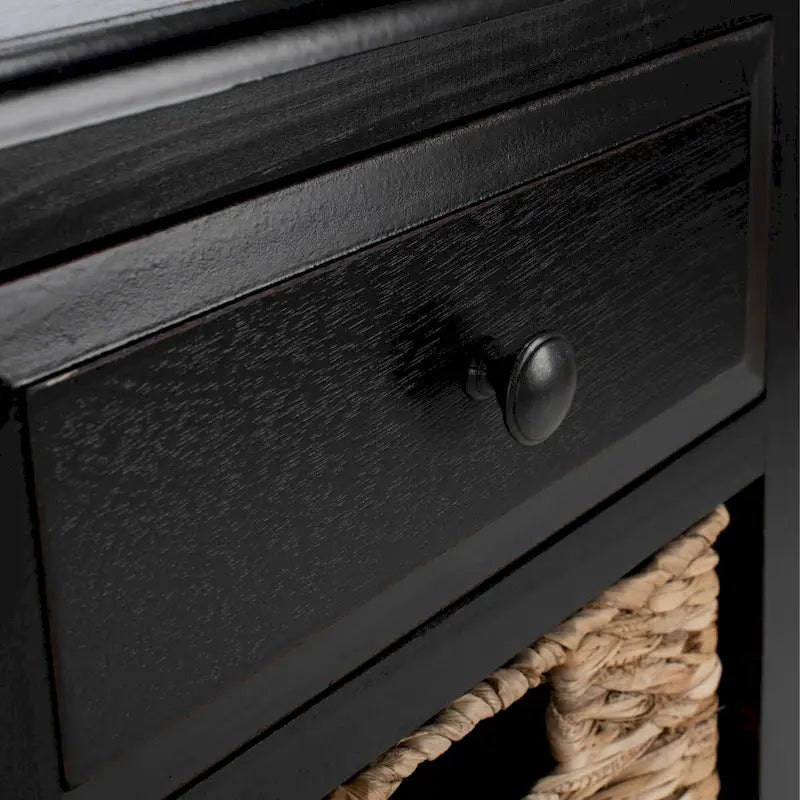 Table d'appoint vieillie avec 3 tiroirs en osier – 5 coloris – 1 personne