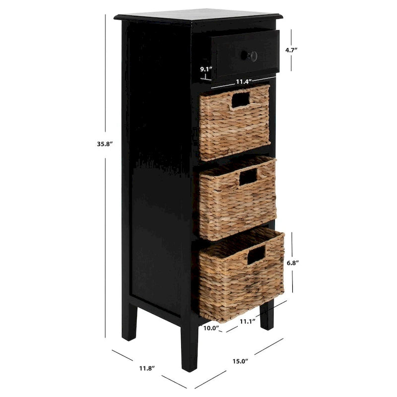 Table d'appoint vieillie avec 3 tiroirs en osier – 5 coloris – 1 personne