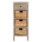 Table d'appoint vieillie avec 3 tiroirs en osier – 5 coloris – 1 personne