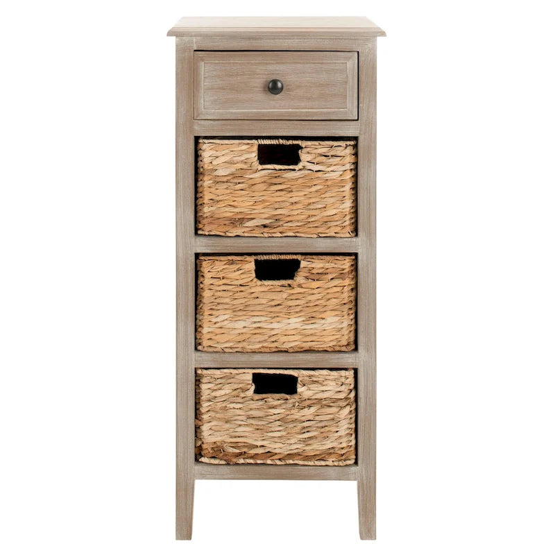 Table d'appoint vieillie avec 3 tiroirs en osier – 5 coloris – 1 personne
