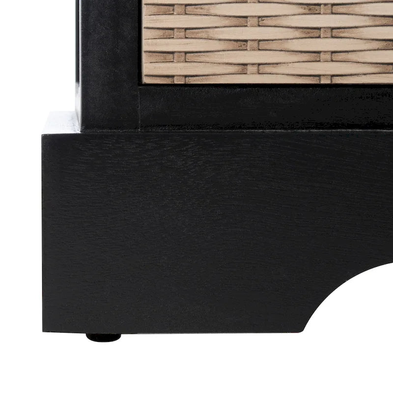 Meuble TV rustique – Marron / Sable / Noir / Blanc vieilli – 2 étagères 4 tiroirs