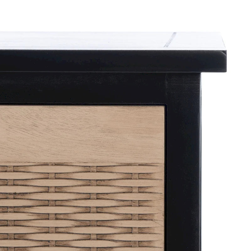Meuble TV rustique – Marron / Sable / Noir / Blanc vieilli – 2 étagères 4 tiroirs