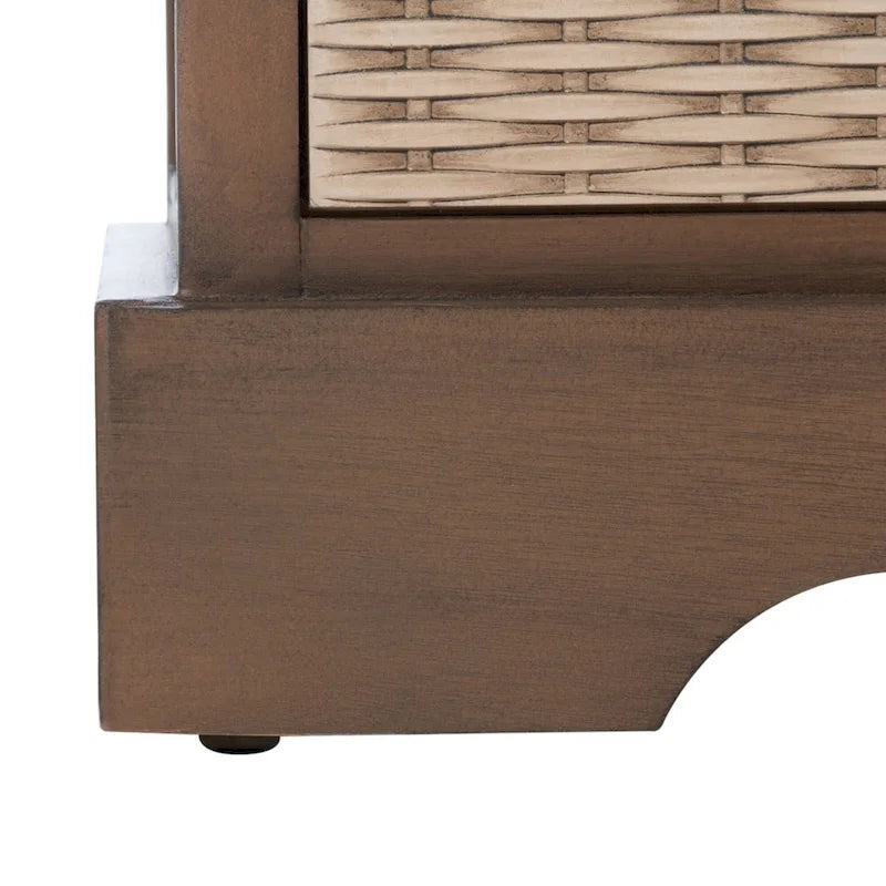 Meuble TV rustique – Marron / Sable / Noir / Blanc vieilli – 2 étagères 4 tiroirs