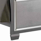 Lit king-size gris, tête de lit LED, garniture argentée, 2 personnes
