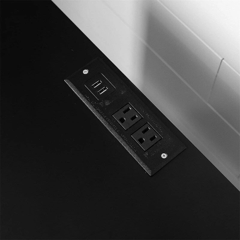 Table de chevet du milieu du siècle avec station de recharge — Noir/Gris, 1 personne