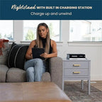 Table de chevet du milieu du siècle avec station de recharge — Noir/Gris, 1 personne