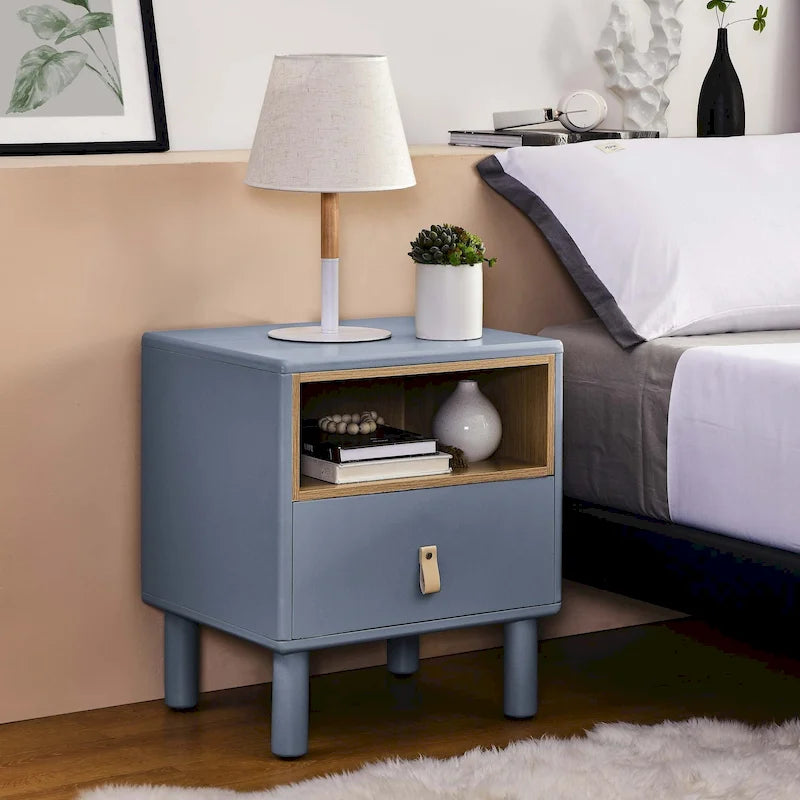 Table de chevet moderne avec tiroir, vert / bleu / rose / blanc — 1 pièce