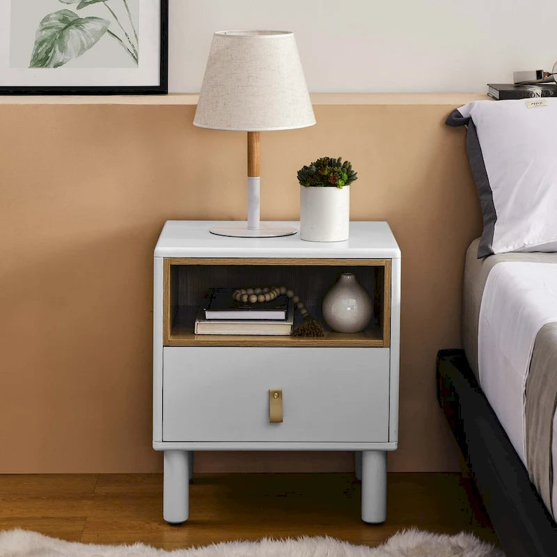 Table de chevet moderne avec tiroir, vert / bleu / rose / blanc — 1 pièce