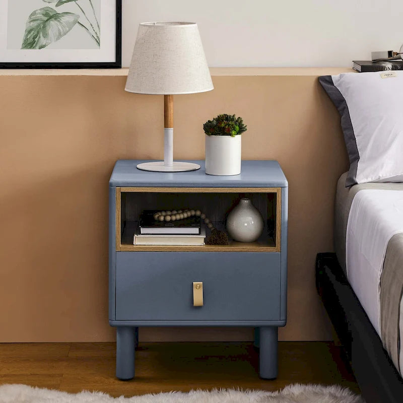 Table de chevet moderne avec tiroir, vert / bleu / rose / blanc — 1 pièce