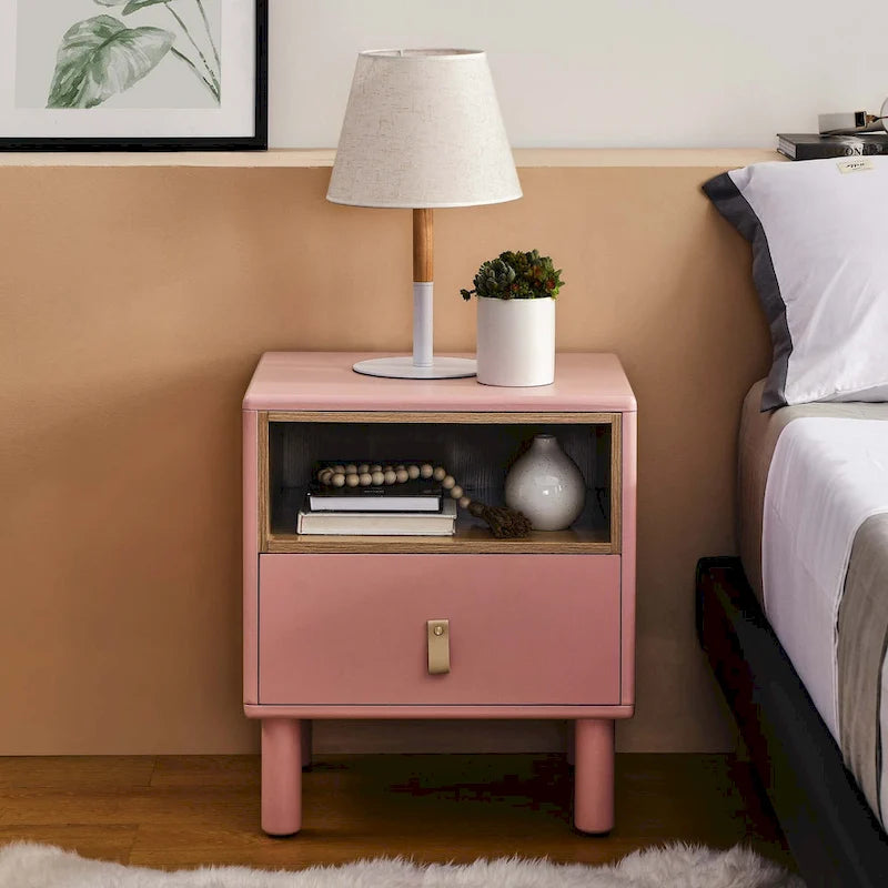 Table de chevet moderne avec tiroir, vert / bleu / rose / blanc — 1 pièce