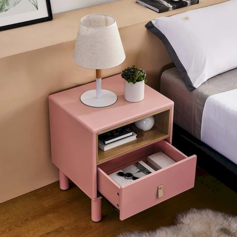 Table de chevet moderne avec tiroir, vert / bleu / rose / blanc — 1 pièce