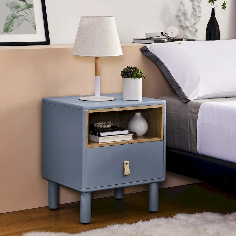 Table de chevet moderne avec tiroir, vert / bleu / rose / blanc — 1 pièce
