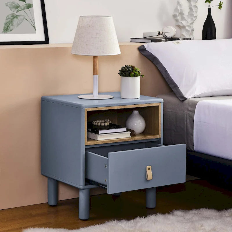 Table de chevet moderne avec tiroir, vert / bleu / rose / blanc — 1 pièce