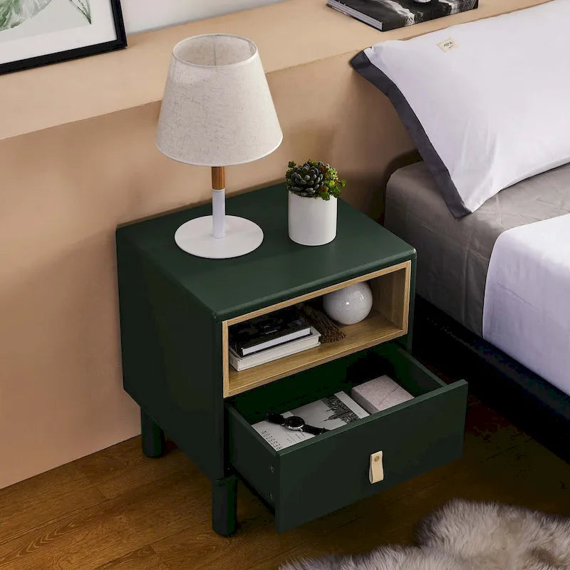 Table de chevet moderne avec tiroir, vert / bleu / rose / blanc — 1 pièce