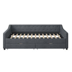 Lit de Repos Rembourré avec Tiroirs de Rangement, Beige / Gris Foncé, Grand Lit, 1 Personne