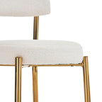 Tabourets de bar beiges/noirs/dorés, tissu Teddy, piètement en métal, lot de 4