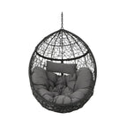 Chaise suspendue œuf en osier marron kaki/gris avec coussin, 1 personne, capacité 136 kg