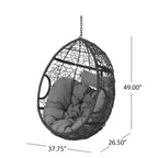 Chaise suspendue œuf en osier marron kaki/gris avec coussin, 1 personne, capacité 136 kg