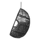 Chaise suspendue œuf en osier marron kaki/gris avec coussin, 1 personne, capacité 136 kg