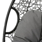 Chaise suspendue œuf en osier marron kaki/gris avec coussin, 1 personne, capacité 136 kg