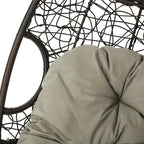 Chaise suspendue œuf en osier marron kaki/gris avec coussin, 1 personne, capacité 136 kg