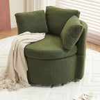 Fauteuil pivotant de rangement en tissu avec coussin de dossier — Vert / Kaki / Rose, 1 place