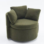 Fauteuil pivotant de rangement en tissu avec coussin de dossier — Vert / Kaki / Rose, 1 place