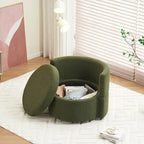 Fauteuil pivotant de rangement en tissu avec coussin de dossier — Vert / Kaki / Rose, 1 place