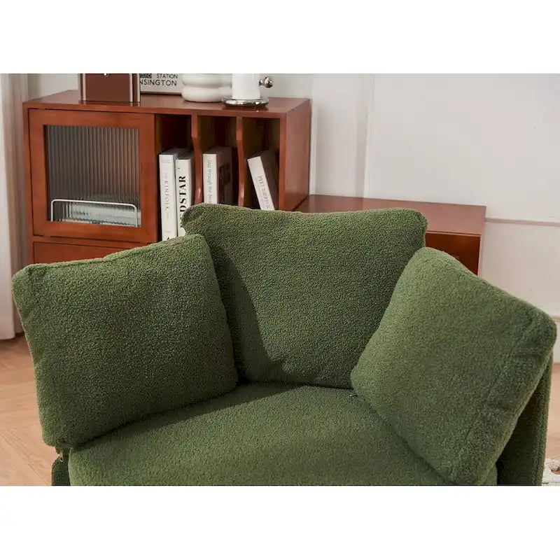 Fauteuil pivotant de rangement en tissu avec coussin de dossier — Vert / Kaki / Rose, 1 place