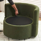 Fauteuil pivotant de rangement en tissu avec coussin de dossier — Vert / Kaki / Rose, 1 place