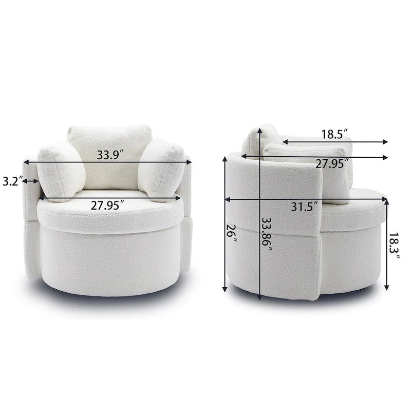 Fauteuil pivotant de rangement en tissu avec coussin de dossier — Vert / Kaki / Rose, 1 place
