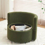Fauteuil pivotant de rangement en tissu avec coussin de dossier — Vert / Kaki / Rose, 1 place