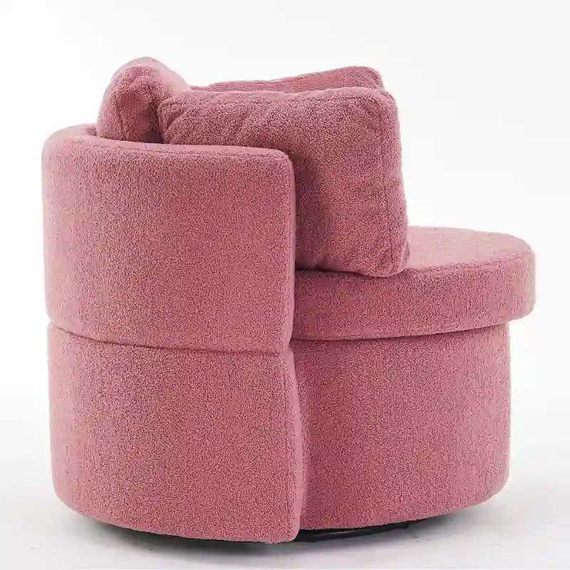 Fauteuil pivotant de rangement en tissu avec coussin de dossier — Vert / Kaki / Rose, 1 place