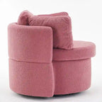 Fauteuil pivotant de rangement en tissu avec coussin de dossier — Vert / Kaki / Rose, 1 place