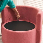Fauteuil pivotant de rangement en tissu avec coussin de dossier — Vert / Kaki / Rose, 1 place
