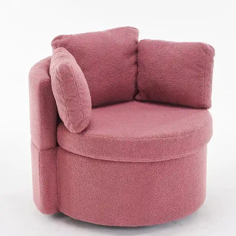 Fauteuil pivotant de rangement en tissu avec coussin de dossier — Vert / Kaki / Rose, 1 place