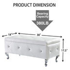 Banc de rangement en similicuir noir / gris / argent / blanc avec boutons en cristal — 1 personne