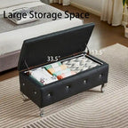 Banc de rangement en similicuir noir / gris / argent / blanc avec boutons en cristal — 1 personne
