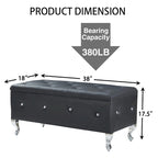 Banc de rangement en similicuir noir / gris / argent / blanc avec boutons en cristal — 1 personne