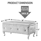 Banc de rangement en similicuir noir / gris / argent / blanc avec boutons en cristal — 1 personne
