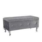 Banc de rangement en similicuir noir / gris / argent / blanc avec boutons en cristal — 1 personne