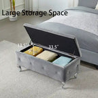 Banc de rangement en similicuir noir / gris / argent / blanc avec boutons en cristal — 1 personne
