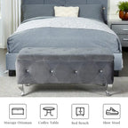 Banc de rangement en similicuir noir / gris / argent / blanc avec boutons en cristal — 1 personne